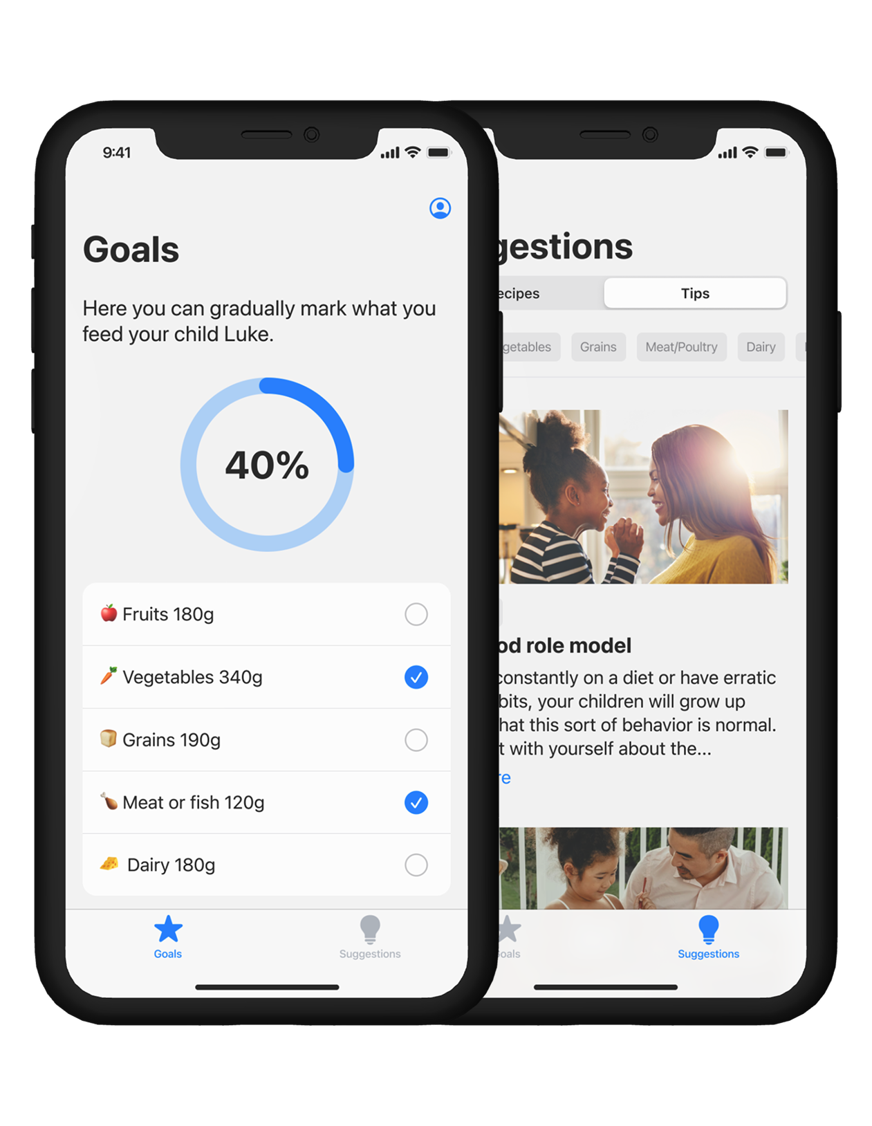 Fooducate project mockup showing mobile interface design